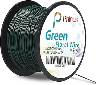 Floral Wire, 110 Yards 22 Gauge Green Florist Wire, Flexible Green Wire Paddle Wire for Crafts, Christmas Wreaths Tree, Ga...