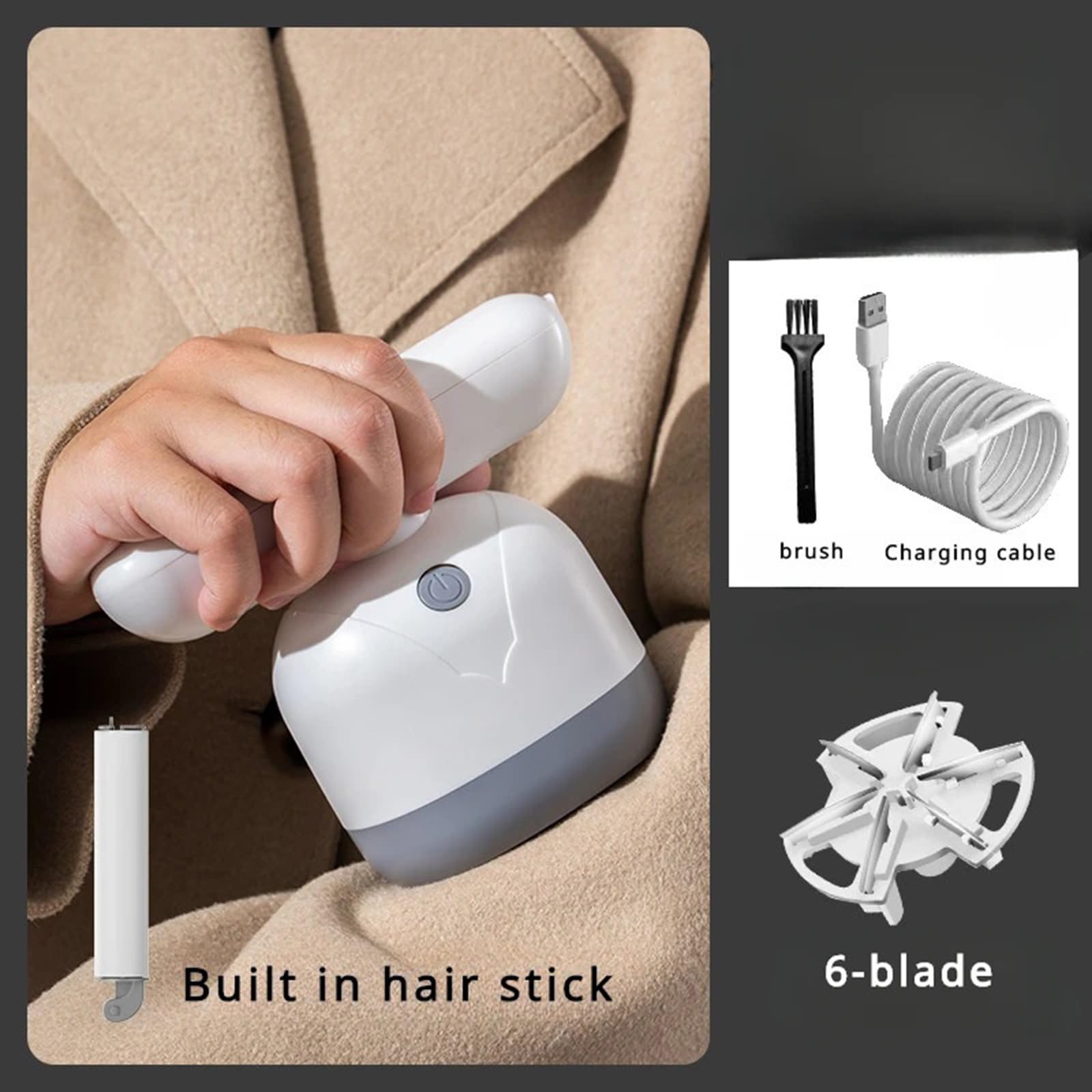 Afeitadora de tela 2 en 1, portátil, recargable, eléctrica, recortadora de pelusas de ropa, USB, bolas, suéteres, pelets, quitapelusas y removedor de pelusas (B)