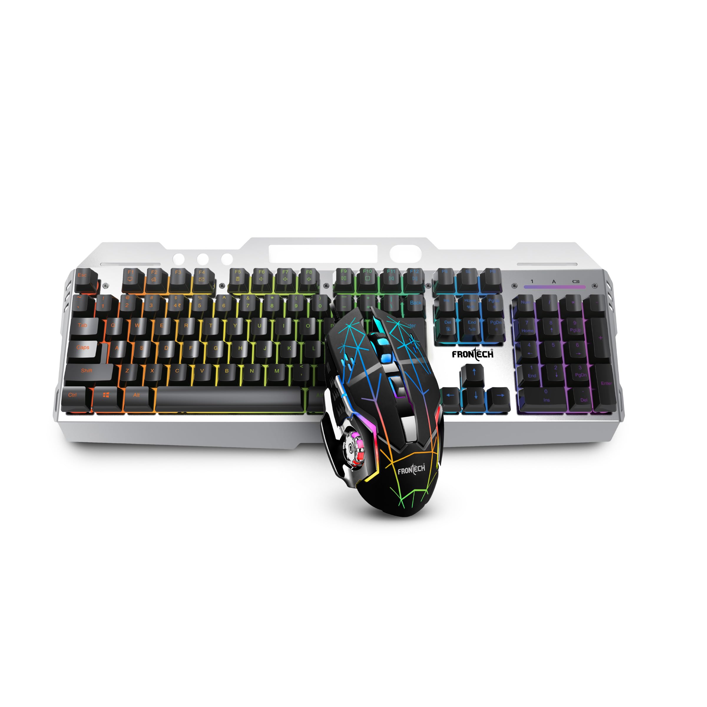 FRONTECH Wireless Gaming Keyboard & Mouse Combo | Rainbow Backlit | 2.4GHz | 4800 DPI | Rechargeable | Type-C | 104 Keys | Windows/Mac/Android/iOS Compatible (KB-0025B)-image-19
