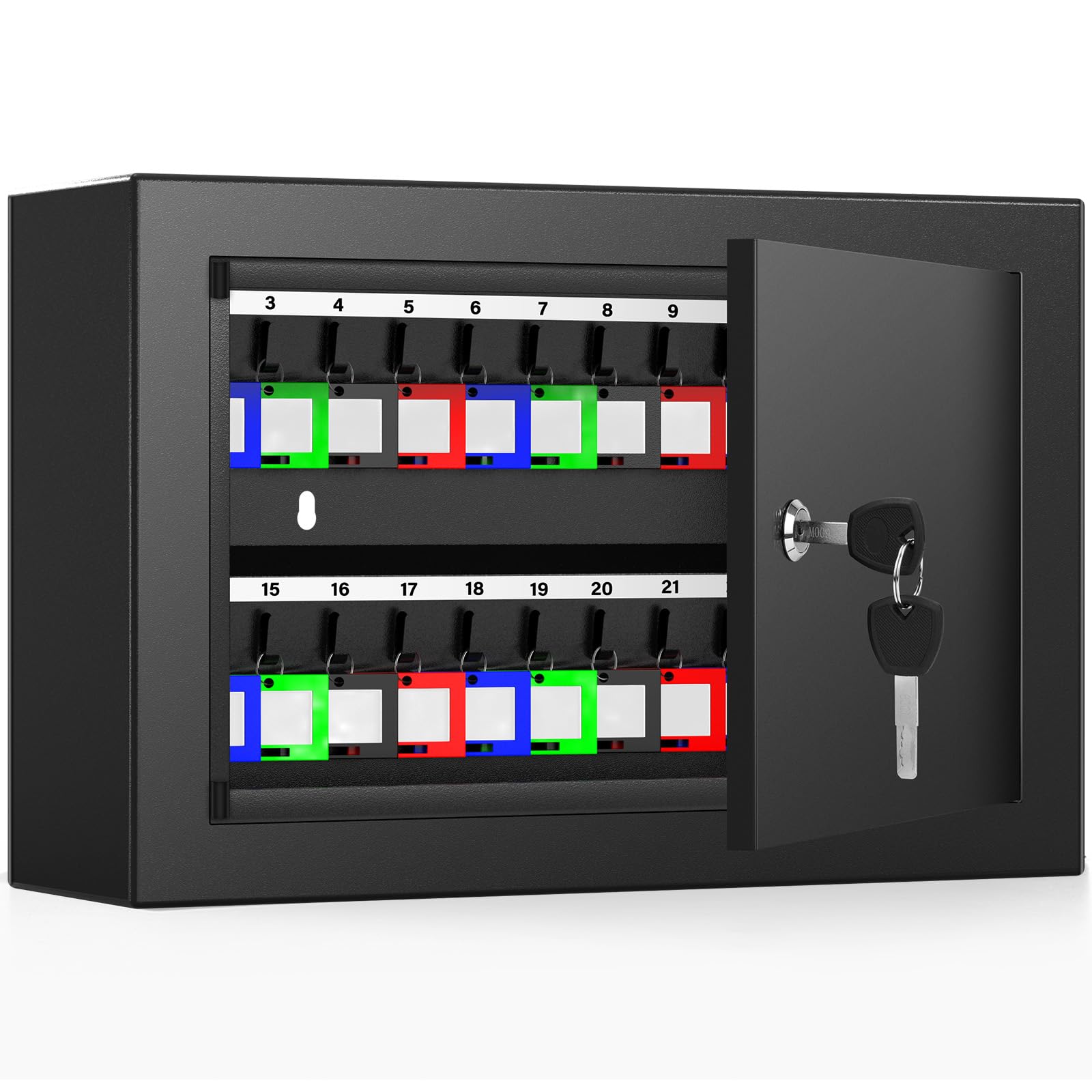 40 Keys Key Lock Box, Anti-Theft Key Cabinet with Key Tags, Key Organizer Wall Mount for Car Garage House Rental Office Business