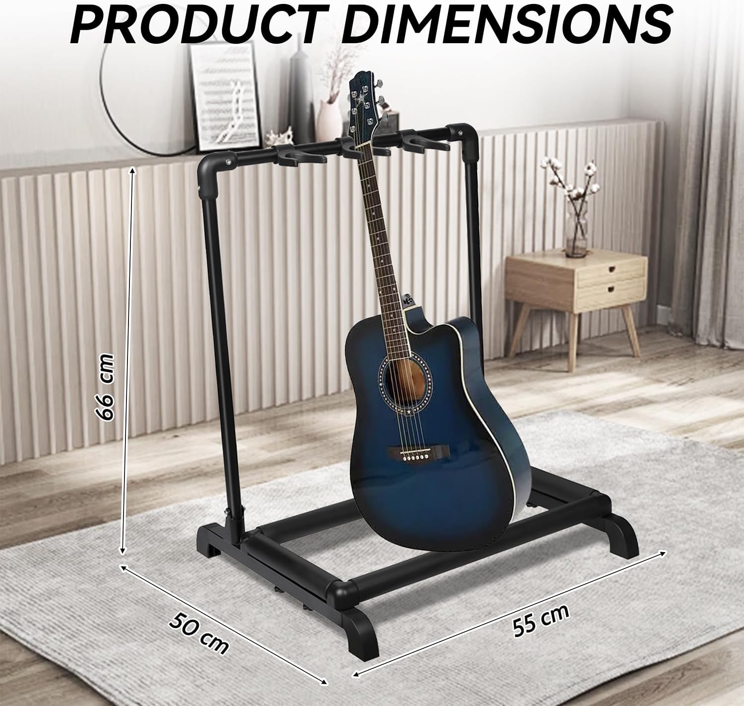 AZOR 3 Multi Guitar Stand Rack with Foldable Design 3 Holder Guitar Rack for Acoustic Electric Guitar, Bass, Soft Cushioning Sponge Protects Your Instruments
