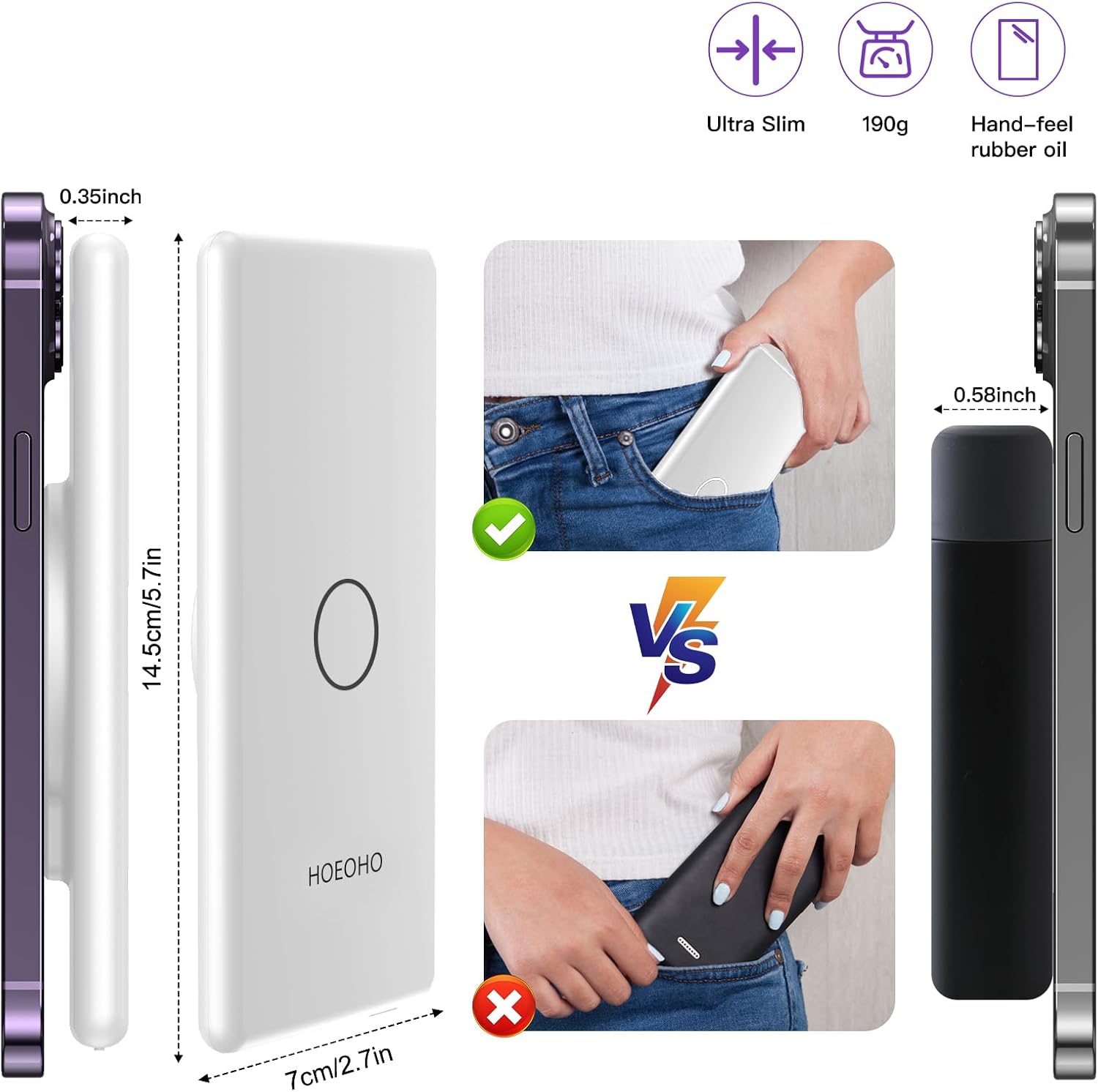 is a 10000mAh, Ultra-Thin Mobile Charger for iPhone 17/16/15/14/13/12 Series, Featuring Magnetic Attachment Wireless Charging iPhone 13 Pro Case for Girls Women (White)