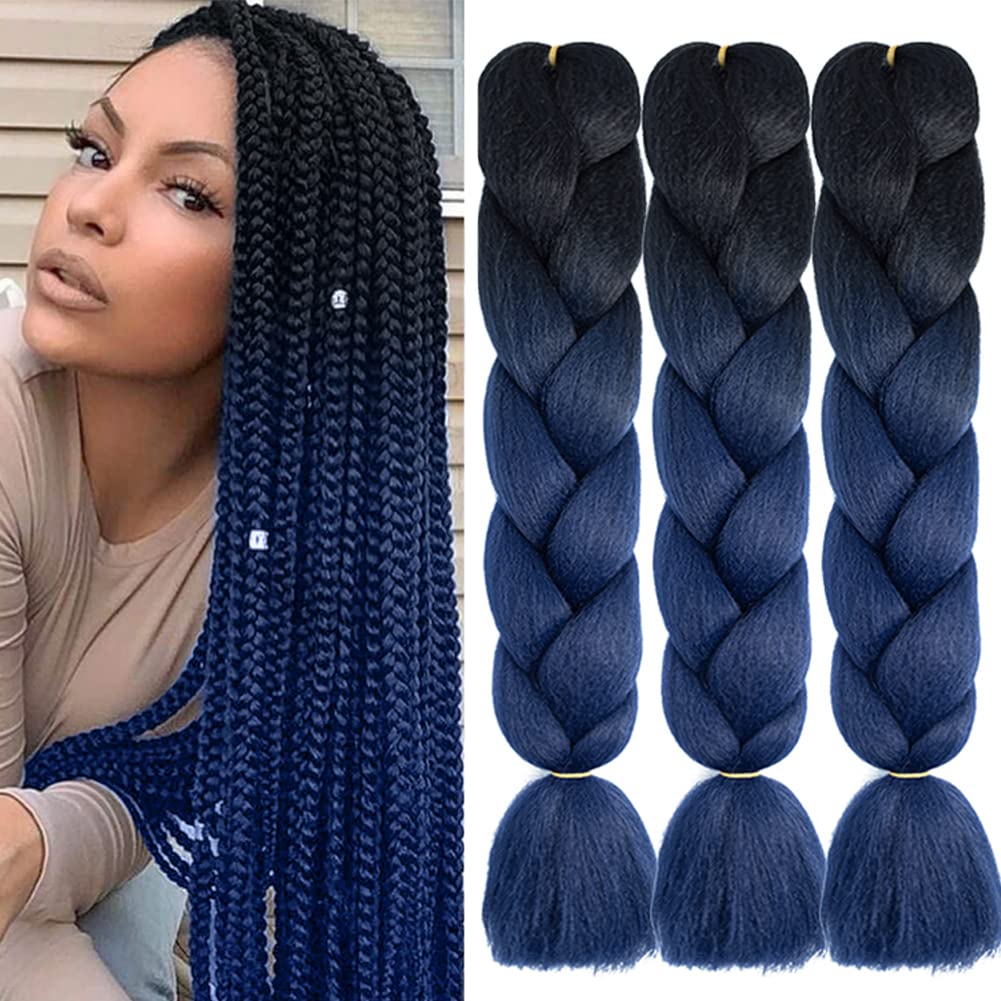 Braiding Hair,24 Inch 6 Packs Colorful Braiding Hair Extensions for Women Girl Ombre Synthetic High Temperature Jumbo Braid Hair for Crochet Braids