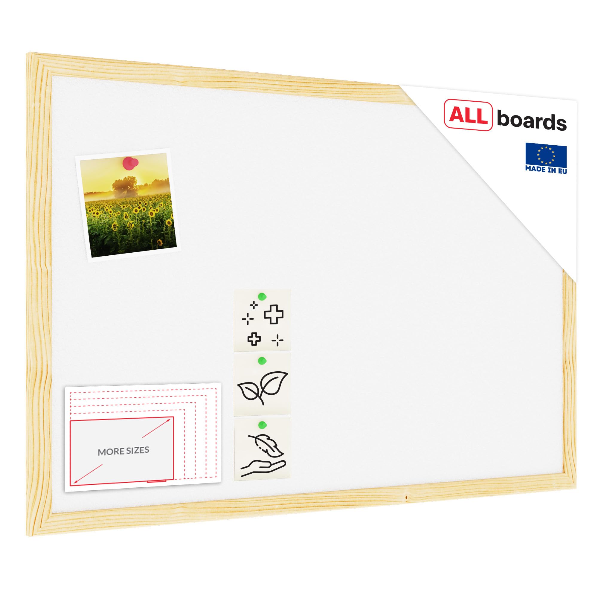 ALLboards Cork Board White Cork with Wooden Frame 60x40cm, Corkboard Bulletin Board Notice Board โ image 1
