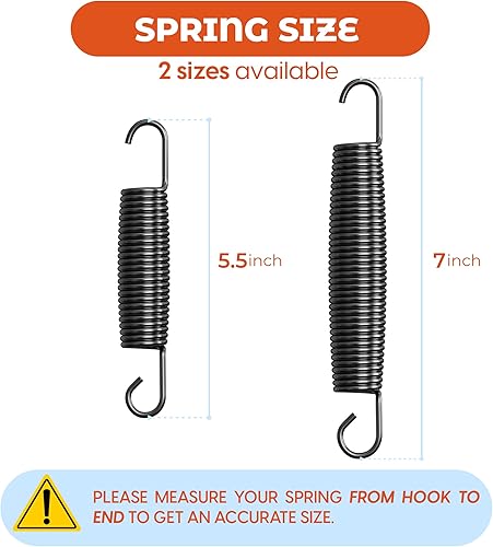 Miniatura 7 de Happin Muelles para trampolín de 7 y 5.5 pulgadas con herramienta de resorte, juego de 16 resortes de acero galvanizado resistente, resortes de
