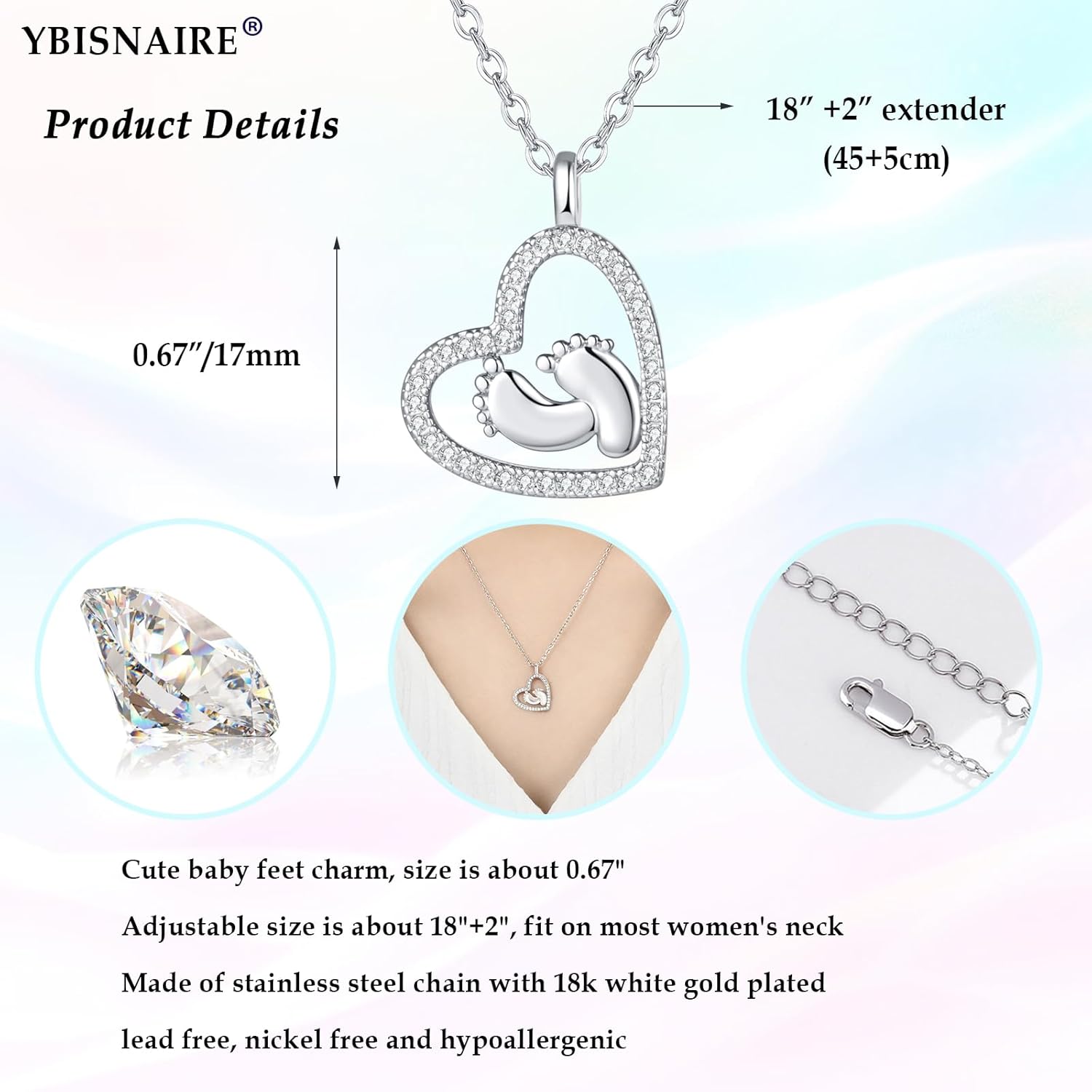 New Mom Necklace Pregnant Mom to Be Gifts, Silver Baby Feet Necklace for First Time New Mom Expecting New Mommy Mother Mommy Maternity Presents Baby Shower 1st Mothers Day Birthday Christmas - Image 8