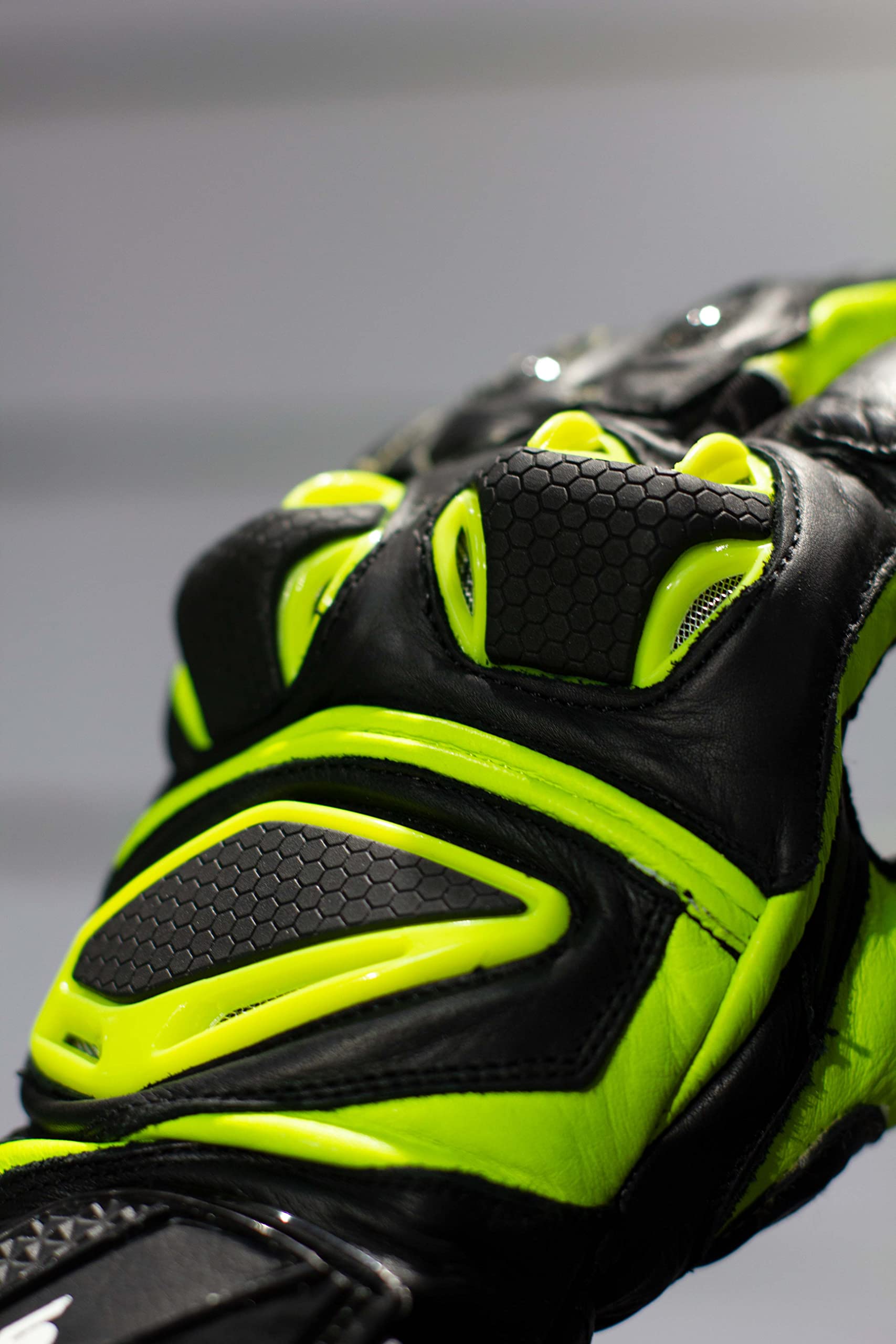 Guanti da moto in pelle Racing Spirit nero giallo taglia L