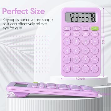 Basic 4 Function Calculator for Students and Office: Small, Portable, and Easy-to-use - Suitable for School and Office Essentials(Purple)