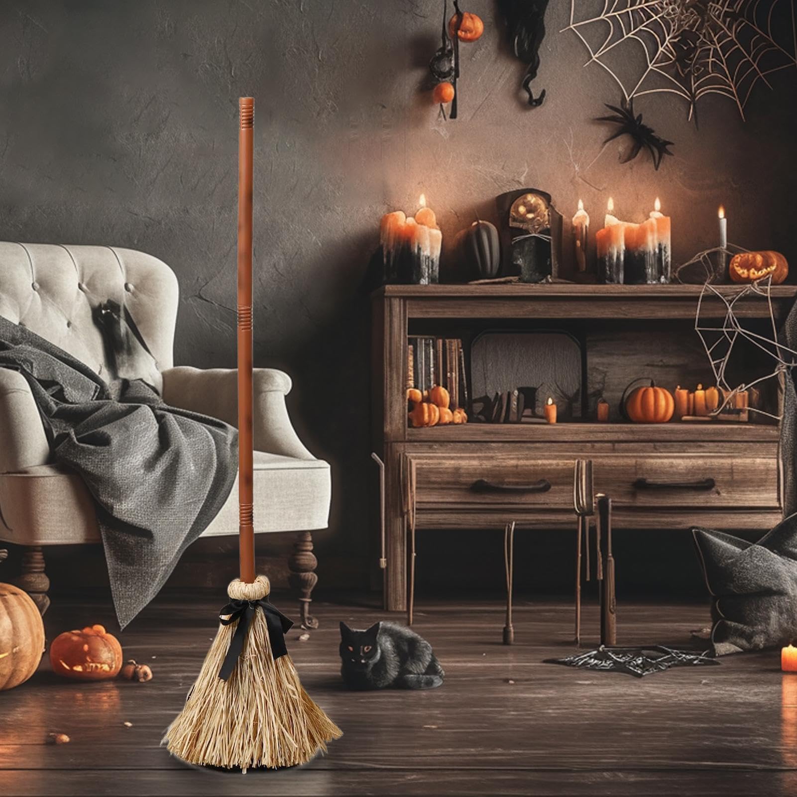 Hexenbesen-Requisite Schwebende Bewegte Hexen-Hängedeko | Bewegter Besen Animierte Effekte für drinnen und draußen, Zuhause, Hof, Halloween, Feiertag, Party, festliche