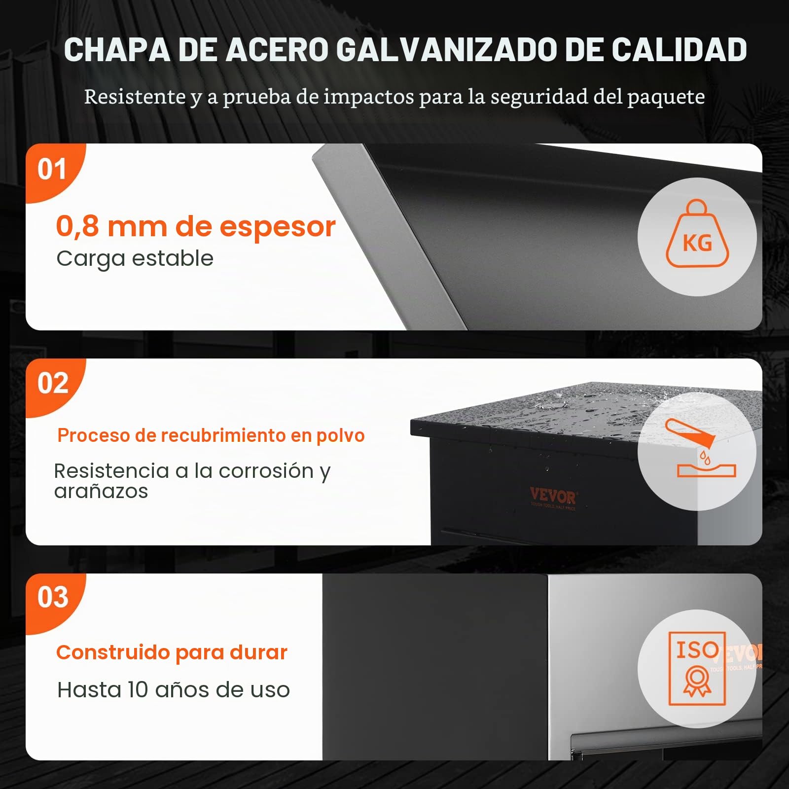 VEVOR Buzón para Paquetes 44x35x58,3 cm Buzón de Acero Galvanizado con Cerradura de Código Deflector Antirrobo Desmontable para Montaje en Pared Impermeable IPX3 Depósito de Paquetes para Hogar Porche