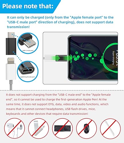 Miniatura 2 de Paquete de 3, USB C macho a compatible con adaptador Lightning hembra, compatible con iPhone 12 11Pro Max para iPad Air Samsung Galaxy Note S10 S20