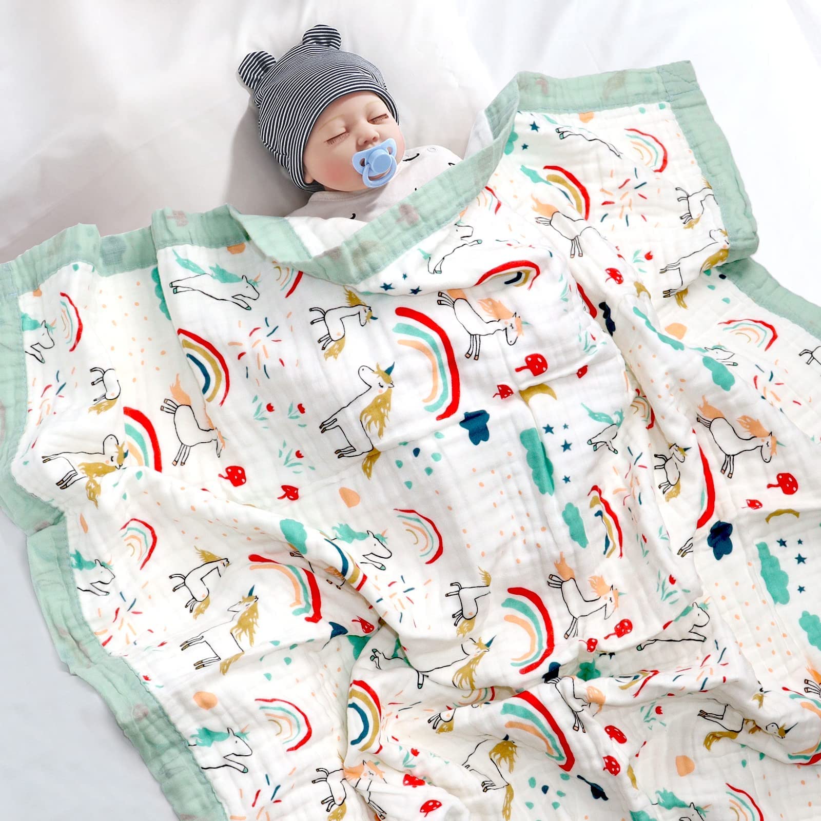 HAFY BABY Coperte In Mussola Di Cotone Biologico Per Neonati – Confezione 2 In 1, 110x100 Cm, Morbide E Traspiranti