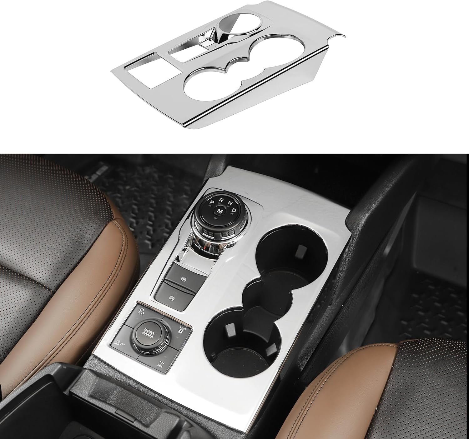 Gear Shift Panel Trim Fit for 2021 2022 2023 2024 2025 Ford Bronco Sport Center Console Cup Holder Gear Panel Cover for Bronco Sport Interior Accessories