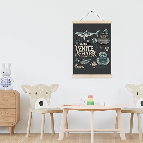 Miniatura 2 de Koesus Marco para colgar pósteres de pared con diseño de tiburón blanco de playa oceánica, 12 x 16 pulgadas, estilo retro de los años 90, Y2K, gran