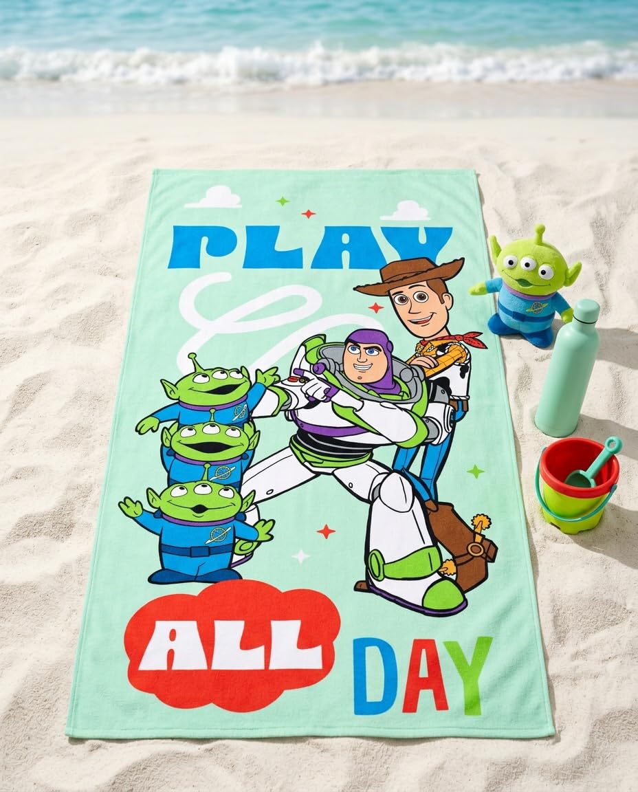 Aymax Toys Story Polyester Beach Towel, Beach Towel 70 x 140 cm Ultra Absorbent