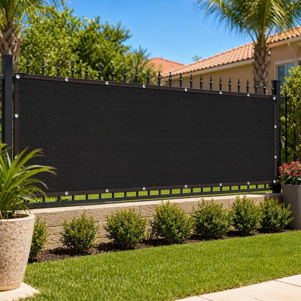 2 x 5.5M Malla AntiUV con Ojales Metálicos, Tela Sombreadora Color Negro, Protección Solar para Jardín, Pérgola, Plantas de Patio, Invernadero y Uso Exterior.