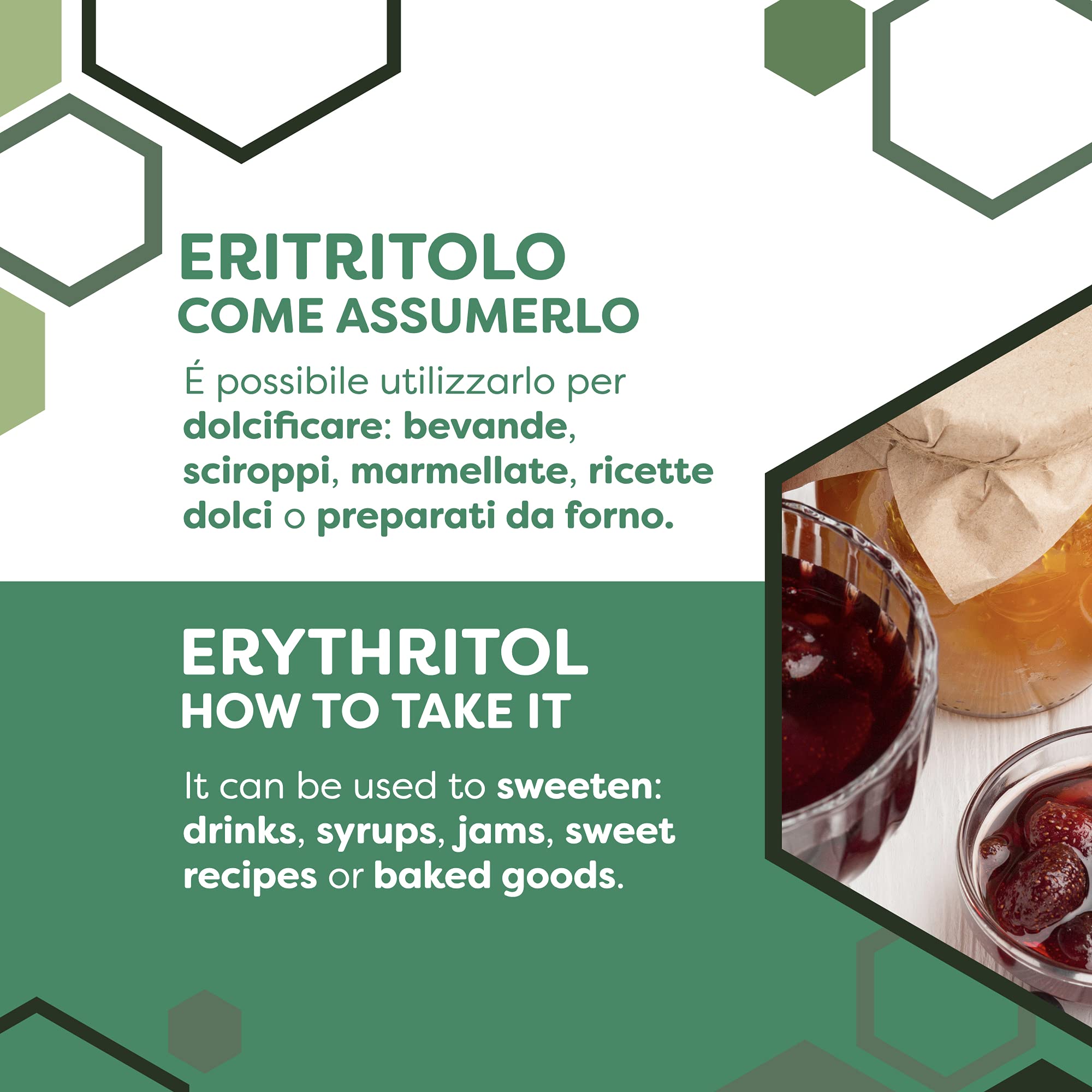 ERBOTECH Eritritolo BIO in Polvere, Busta da 2 Kg, Sostituto Biologico Naturale dello Zucchero con Zero Calorie, Adatto per Diabetici, Vegan, Senza Conservanti e Coloranti