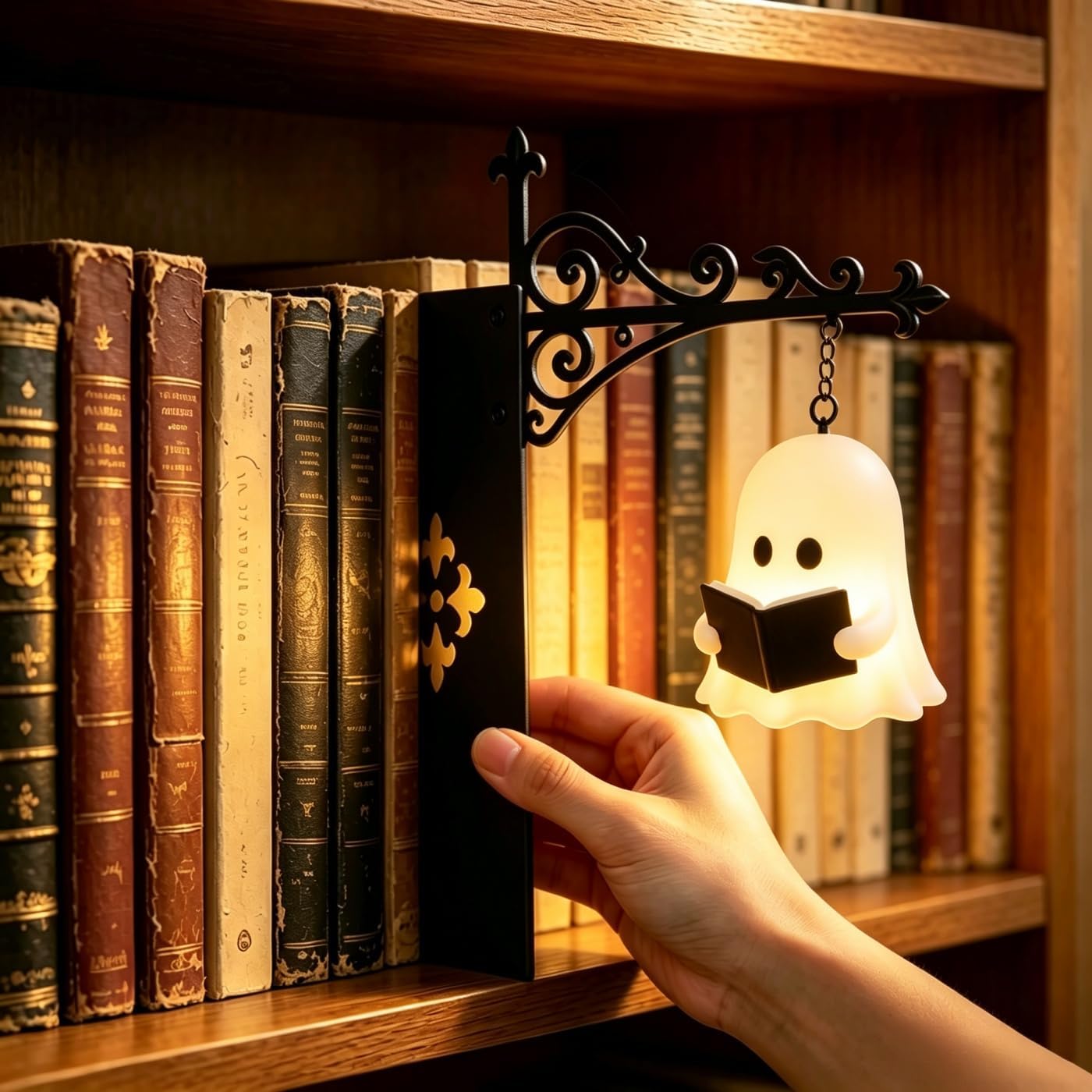 Library Lantern-Decorative Bookshelf Lighting, Reading Nook LED Nightlight, Miniature Hanging Shelf Lamp for Study Corner Home, Enchanting Gift for Literary Lovers