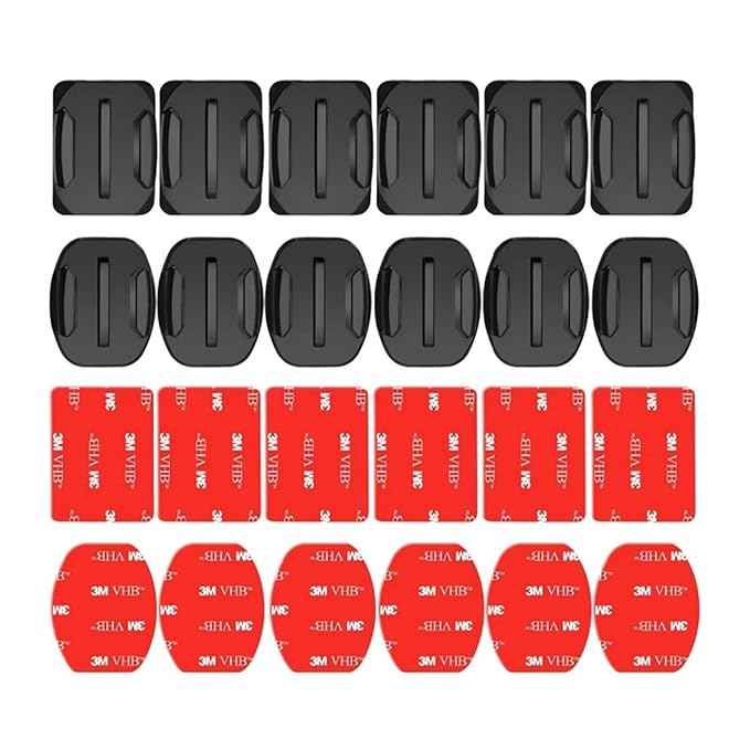 HIFFINGo pro Helmet Adhesive Mount 12 Pieces (6Flat & 6Curved) with 12 Pieces 3m Sticker Set for Go Pro|S JCAM|Y i|EK EN