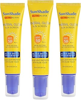 Sunshade Mineral Sunscreen 30ml (Pack of 3) SPF 50 PA++++ with Broad Spectrum, IR+ Blue Light Protection, Non-Greasy, No White Cast, Water Resistant, Ultra-Matte Finish | Mineral Sun Screen for All Skin Types