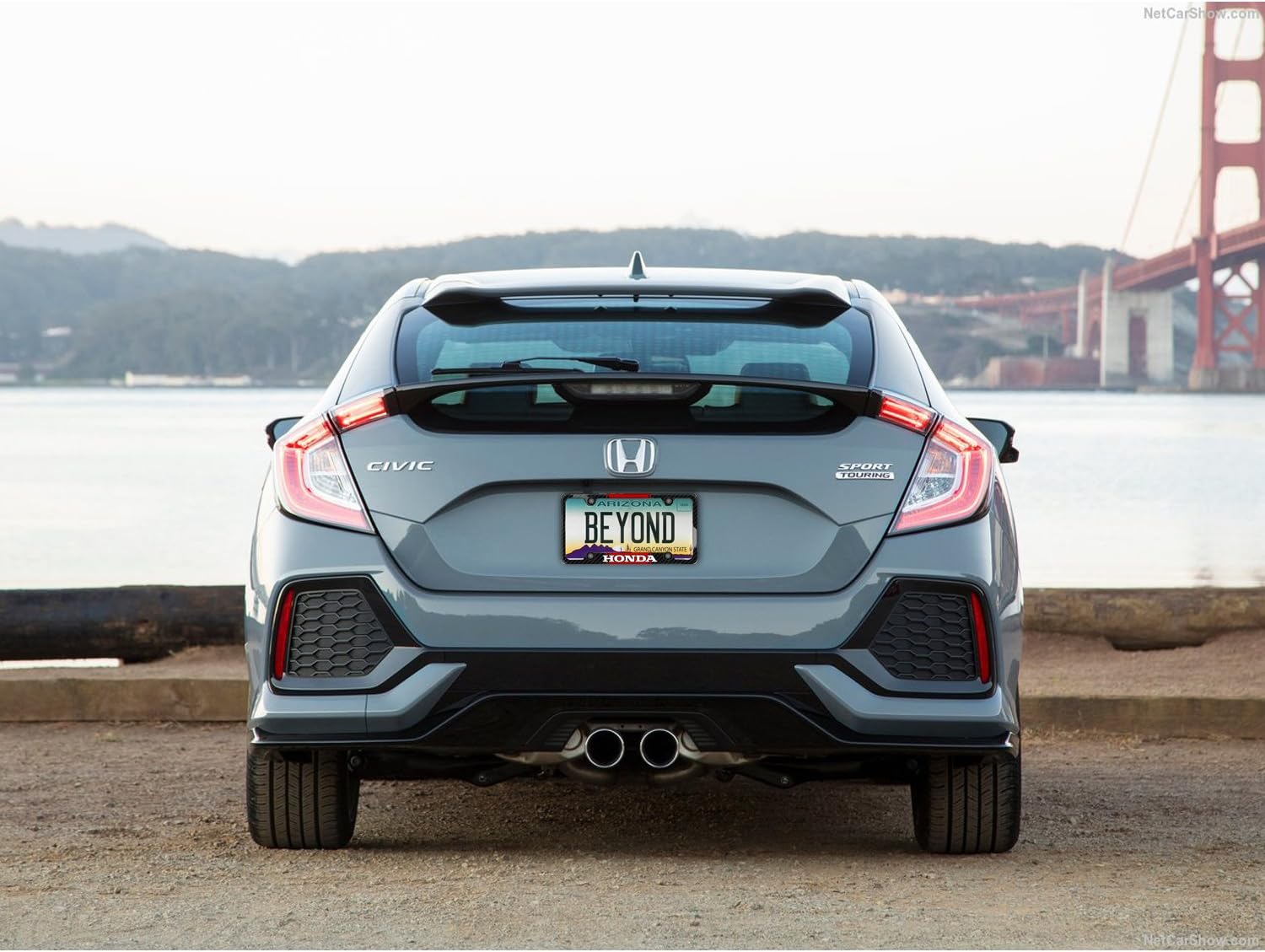 iPick Image for - Honda Red Racing Stripe Black Real Carbon Fiber 50 States License Plate Frame