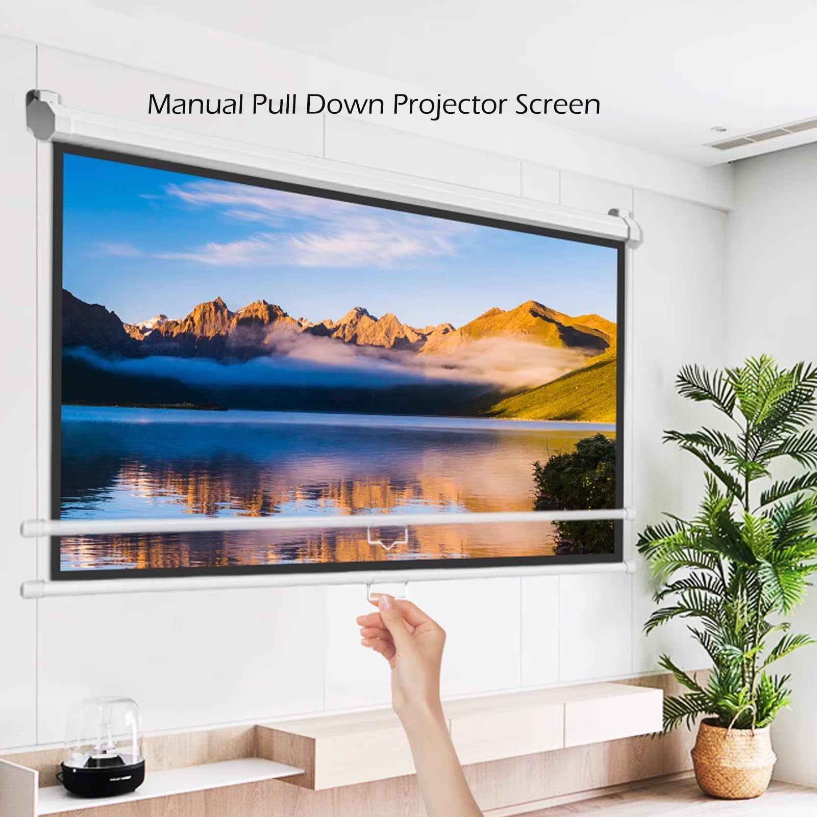 Telo Proiettore da 60/72/84 Pollici 4K HD Formato 4:3 con Fissaggio a Muro e Soffitto, Schermo per Proiettore per Casa, Home, Cinema, Esterno(60 in)