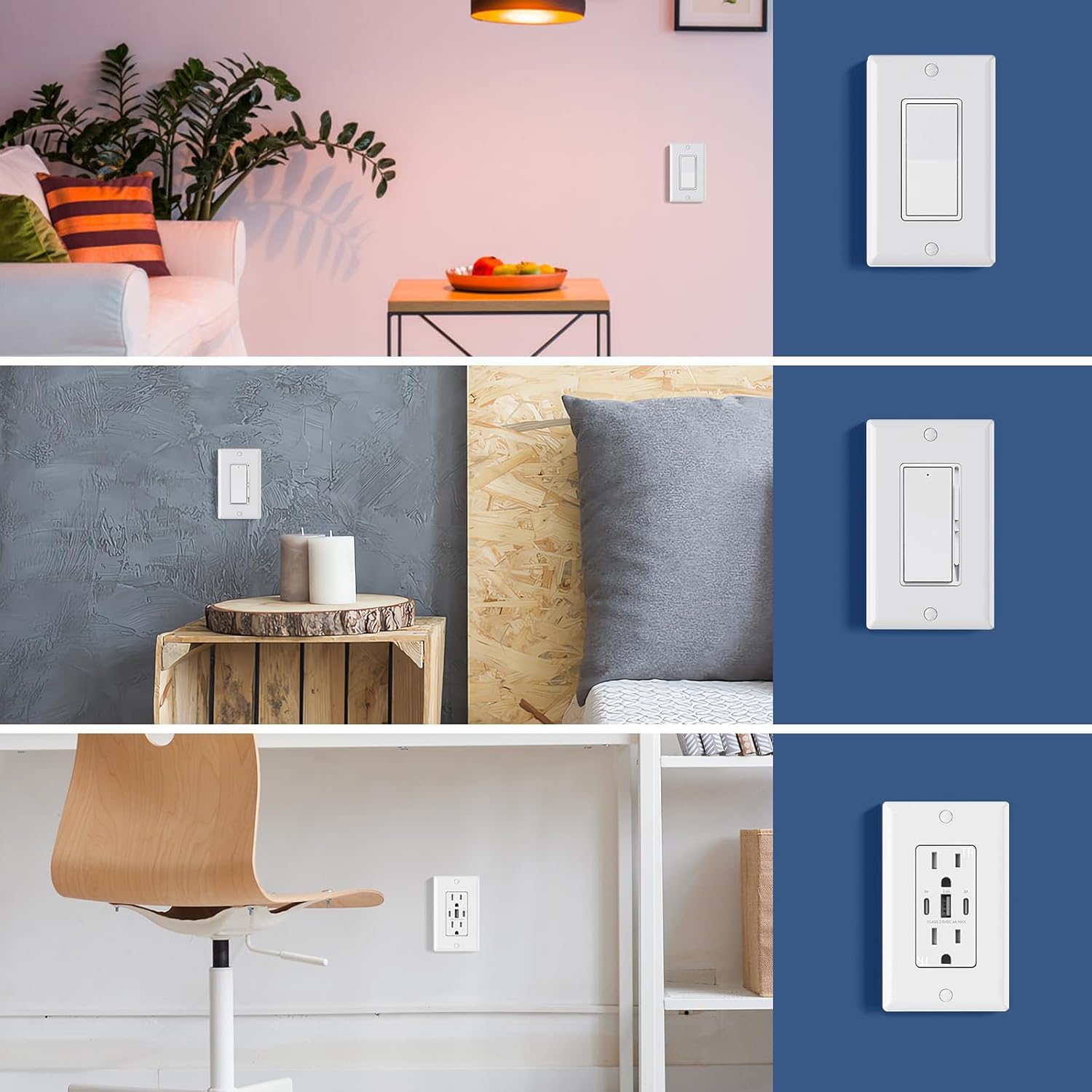 AIDA 1-Gang Standard Light Switch Cover Plate, Decorative Outlet Covers, Glossy White, 100-Pack Unbreakable Polycarbonate Wall Plates for Decorator Device, UL Listed, 4.5" H x 2.75" L