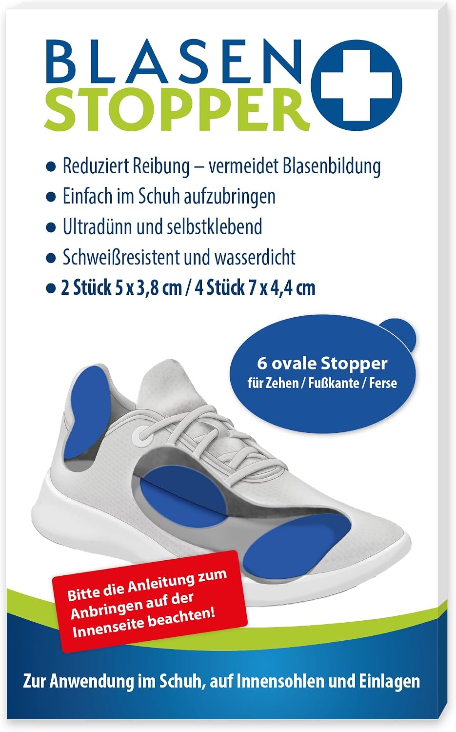 BLASENSTOPPER ფეხსაცმლის დამცავი კლეიპადები, 6 ცალი
