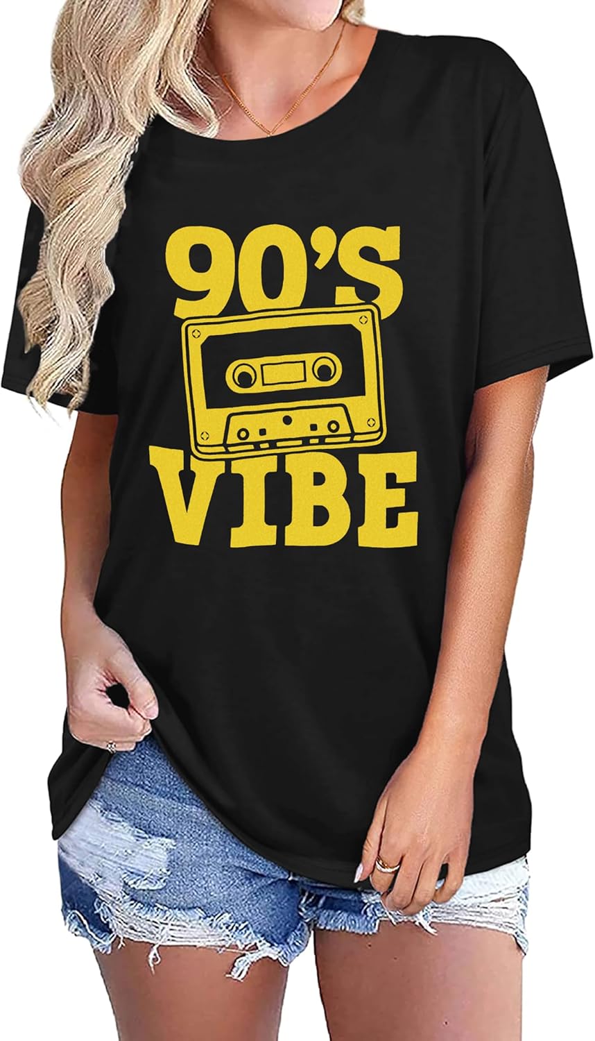 90s Shirt for Women Back to The 90's Shirt Vintage 1990s Theme Party Shirt Retro Casual Loose Tee Tops - Image 4
