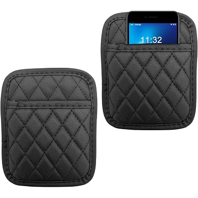 2PCS Car Side Pocket Organizer, Leather Auto Seat Storage Bag for Cell Phone Sunglasses, Waterproof Document Holder Tray Pouch for Vehicle Seat Gap Filler, Car Accessories (Small)