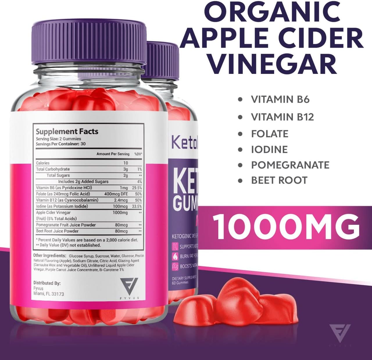 (2 Pack) Ketology Keto ACV Gummies Advanced Weight Loss Shark Oprah Tank Winfrey Ketosis Supplement, Ketology Keto + ACV Ketogenic Belly Fat Apple Cider Vinegar 525 mg Per (120 Gummies)