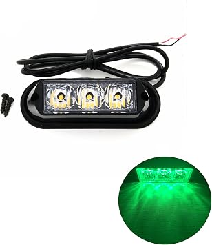 3-LED Bulb Warning Strobe Lights for Trucks Cars Motorcycle Daytime Running Lights Emergency Grill Lights Green