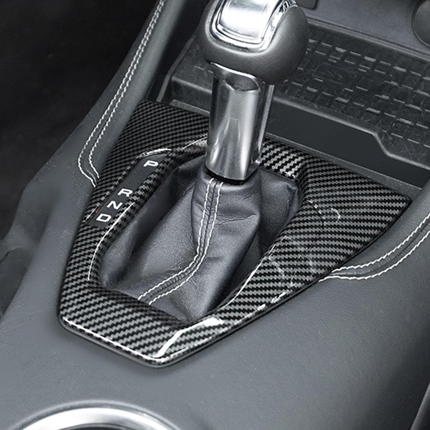 for Ford Mustang 2024-2025 LHD ABS Carbon Fiber Black Interior Gear Shift Panel Cover Trim 1pcs Car Accessories (at Version)