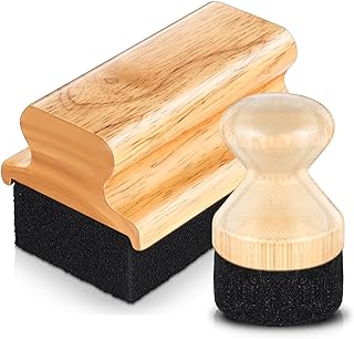 Qinyoung 2 Pcs Cutting Board Oil Wax Applicator Butcher Block Food Grade Mineral Oil Brush Wooden Bamboo Cutting Board Cream with Handle for Wood Surfaces Restoring Butcher Blocks(Classic,Sponge)