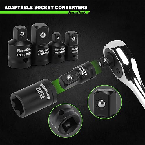 Miniatura 5 de Juego de 67 piezas Master Torx Bit Socket y Torx Externo, 14", 38" y 12" Drive, acero S2 y Cr-V, E4 - E24, T6 - T70, TT6 - TT70, TP8 - TP60, incluye