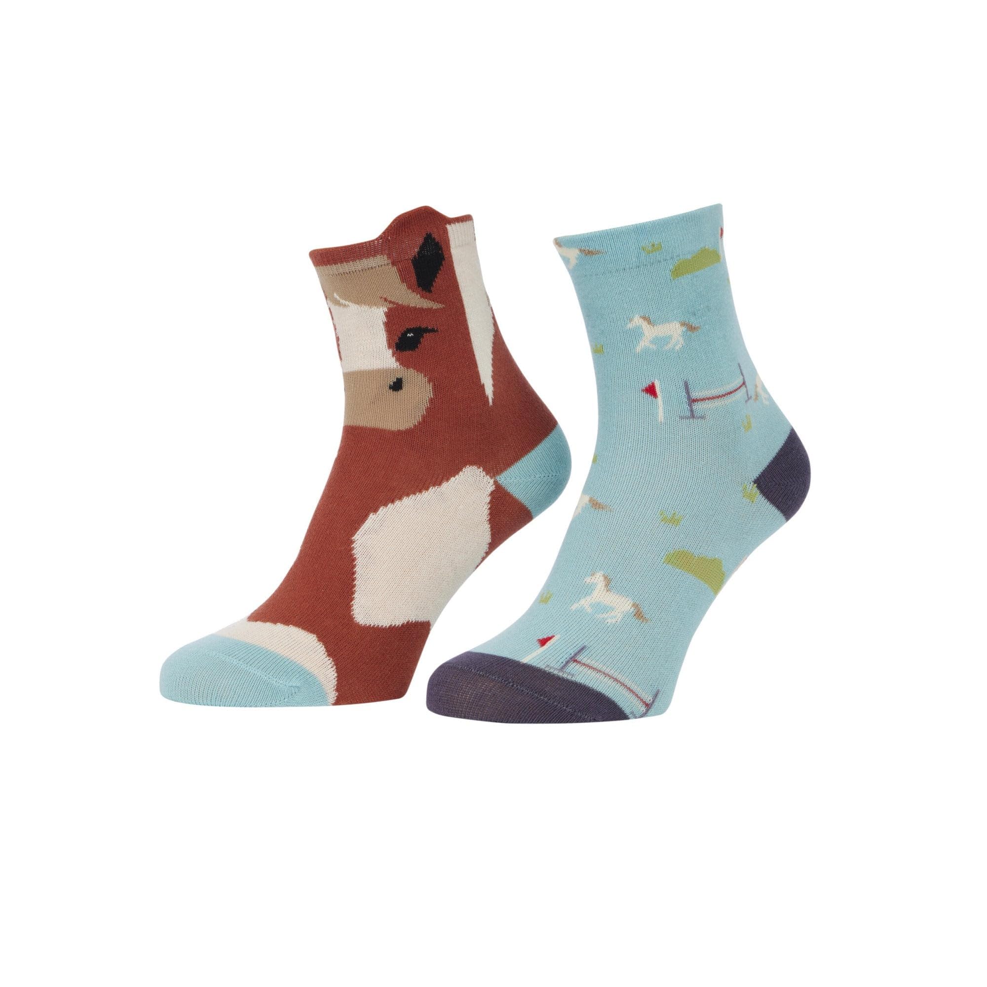 Lemieux Flash Mini Character Socks 2 Pack Ponies - Super Cute Cotton Socks - Uk 9-12