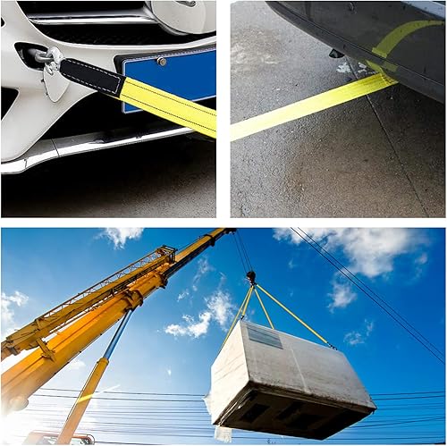 Miniatura 6 de Correas de cabrestante de 2 pulgadas y 7 pies, correas de cabrestante de 13,000 libras con ojos reforzados, correas de remolque de recuperación de