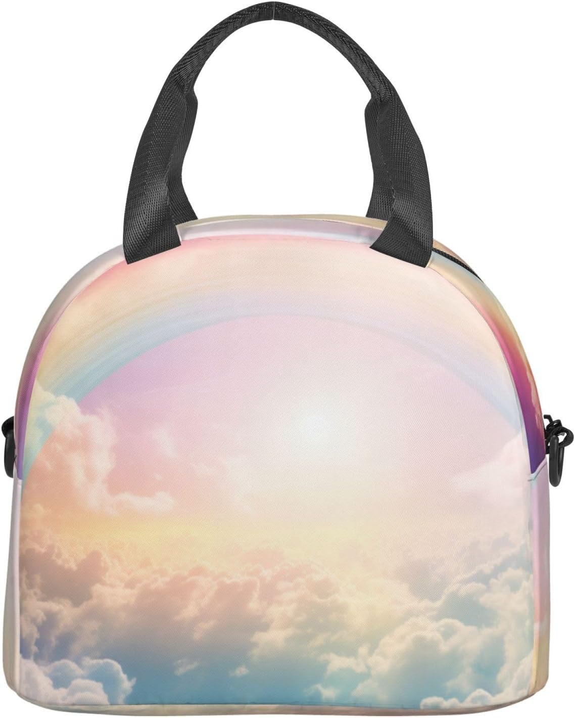 Rainbow Print Reusable Lunch Bag Insulated Lunch Boxes for Office Work Picnic Tote Bag Adjustable