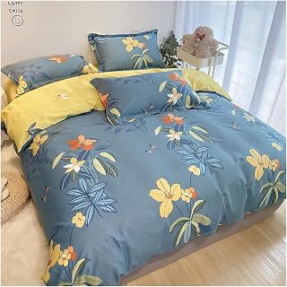 FXJ Wrinkle Stain Resistant Four Piece Bed Set Twin Double Duvet Cover Set with Fitted Sheets Full/Queen King Printed Summer Aesthetic Comforter/Quilt Cover Set Queen Size Sheet Set (Blue B 200x230)