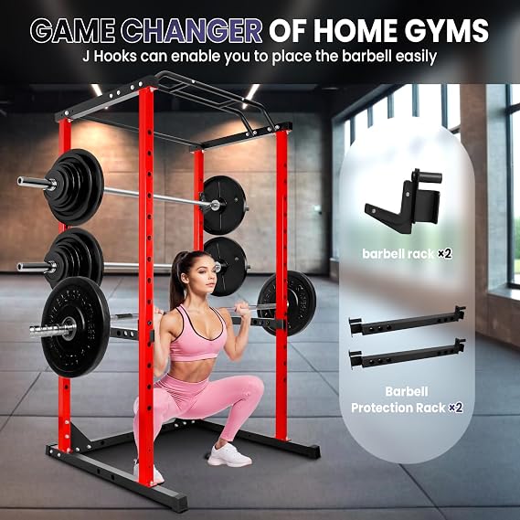 Power Cage 1200LB Capacity and Packages with Optional Basic Power Rack, Multi-Functional Power Racks for Home Gym, 2 in 1 Squat Rack for Bench Press Deep Squat Pull-up