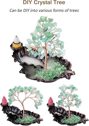 Miniatura 3 de Top Plaza Quemador de incienso en cascada, quemador de reflujo de cerámica, soporte de incienso para yoga, meditación, incienso en forma de hoja,