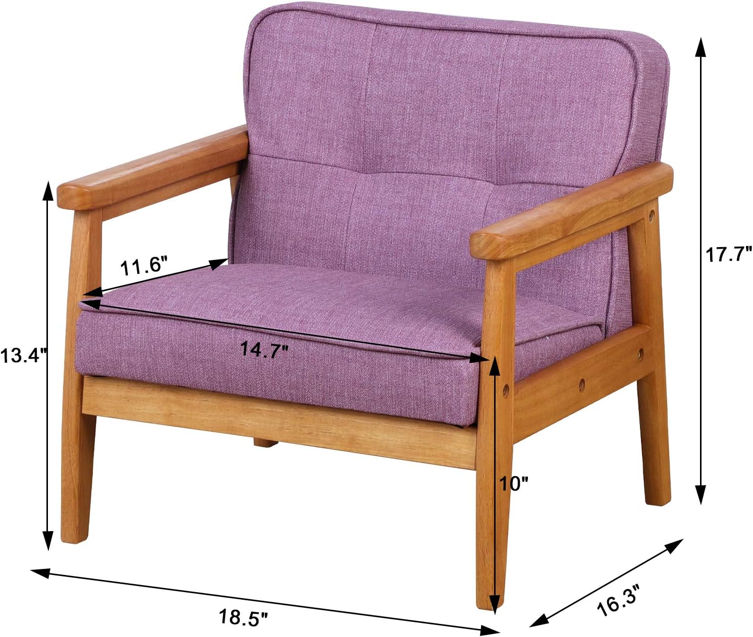 BabyLand Toddler Chair,Single Kid Sofa Chair with Solid Wood Structure and Linen Fabric for Kid Gift (Light Purple)