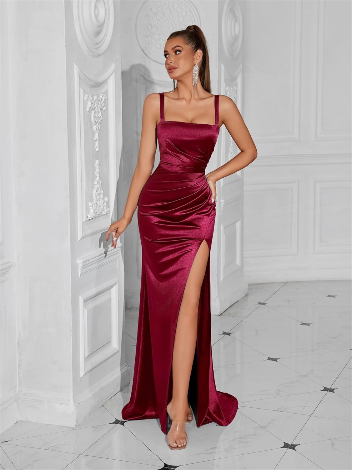 Formal Dresses for Women Wedding Guest Cocktail Party Satin Sexy Bodycon Long Gala Evening Gowns Prom Dress - Image 8