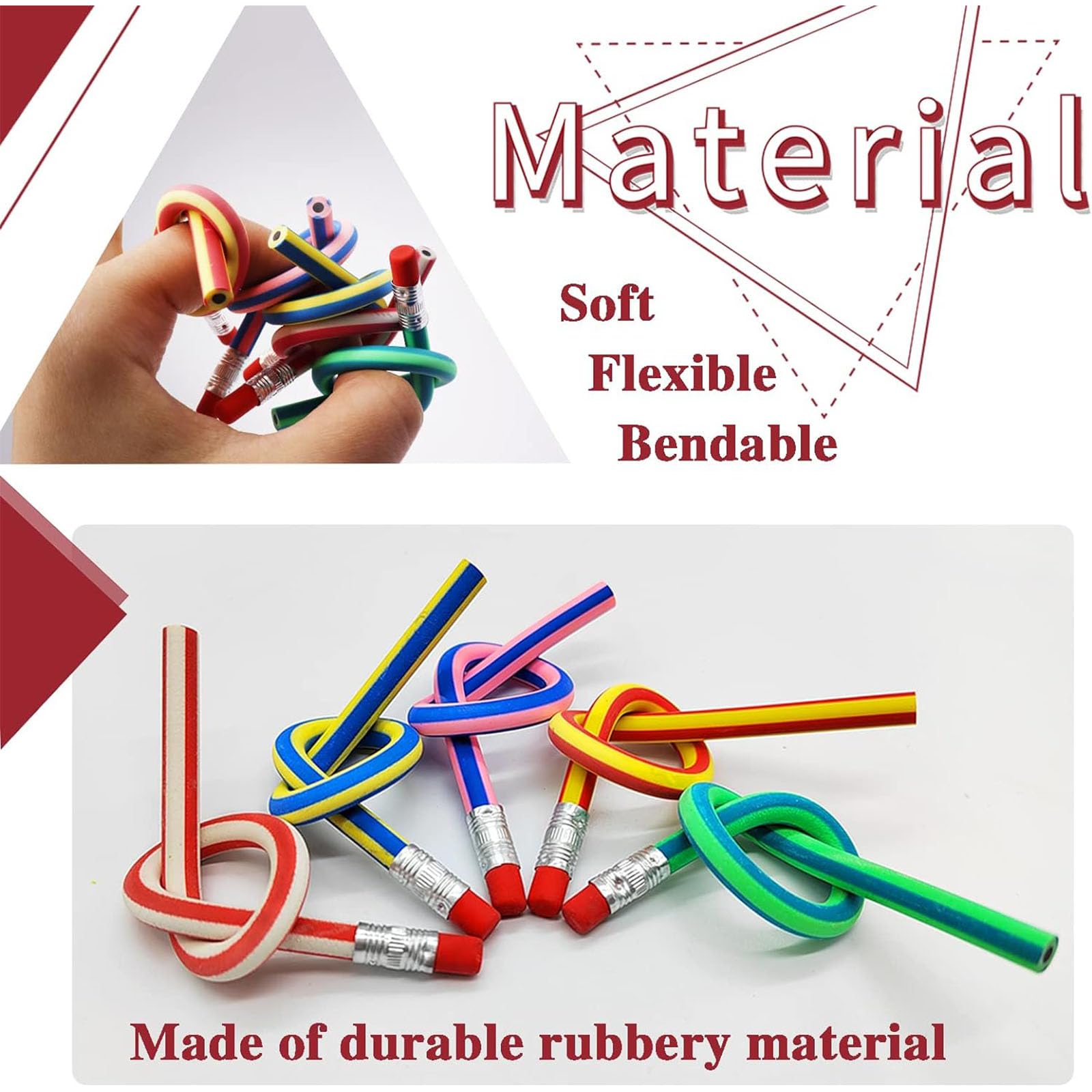 20 Biegebleistifte – Flexible, Bunte Stifte Für Kinder, Party-Mitgebsel, Mit Radiergummi