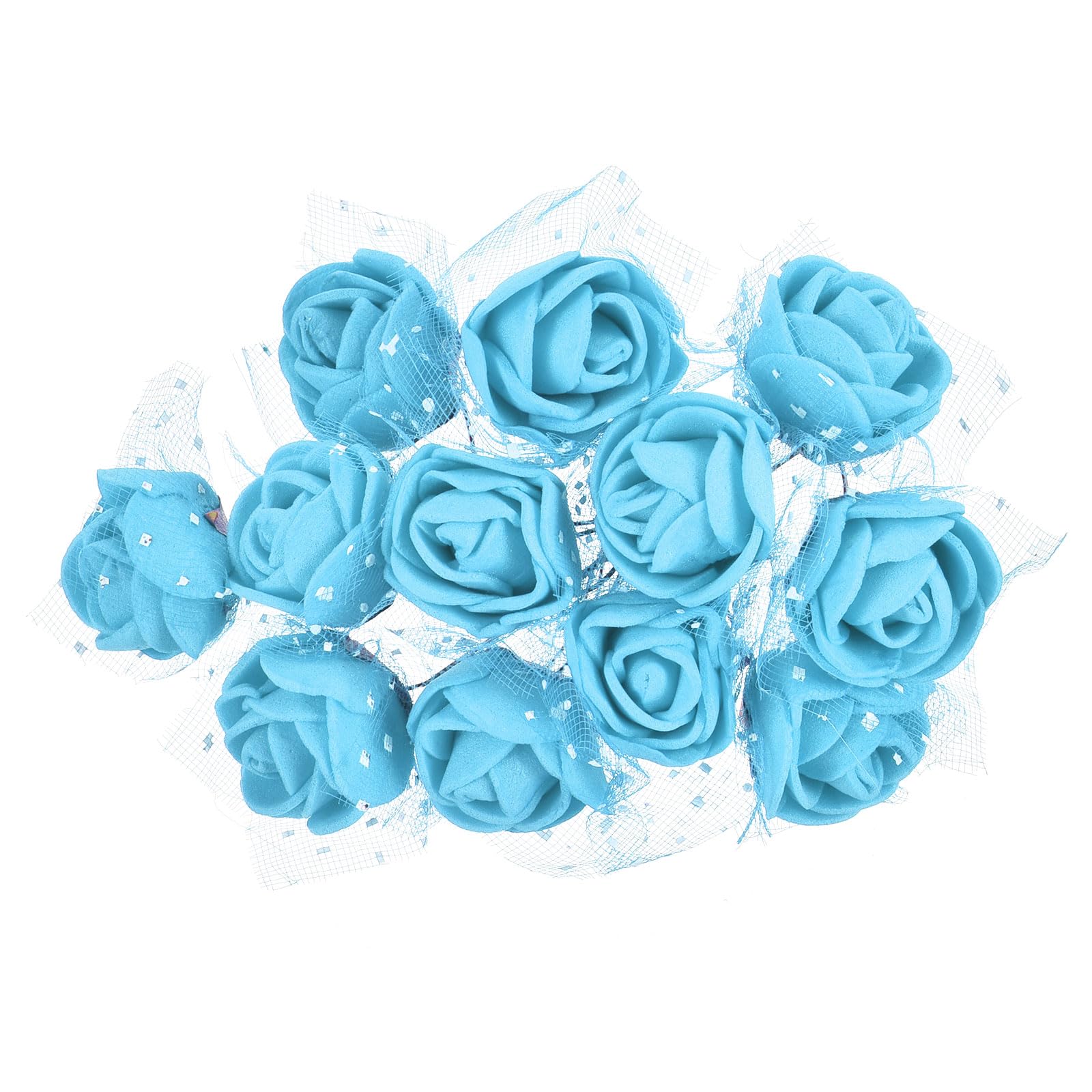 72-Pack Mini Foam Rose Heads - 2.5cm Artificial Flowers For Wedding, Party & Home Decor (Light Blue)