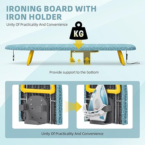 Miniatura 3 de Tabla de planchar pequeña, tabla de planchar plegable, tabla de planchar pequeña, compacta, portátil, con soporte de hierro y cuerda para colgar,