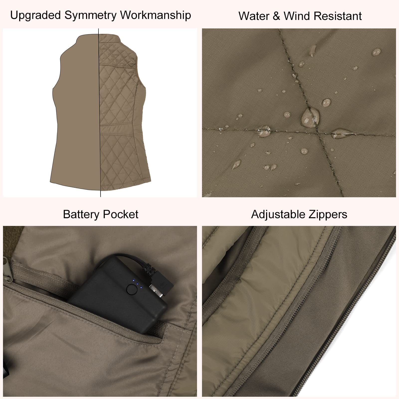 Kintiwe Gilet Riscaldato Donna con Batteria, Temperatura Regolabile Lavabile Gilet Riscaldante Giacca Riscaldabile Invernale per Caccia Moto Escursionismo e Campeggio