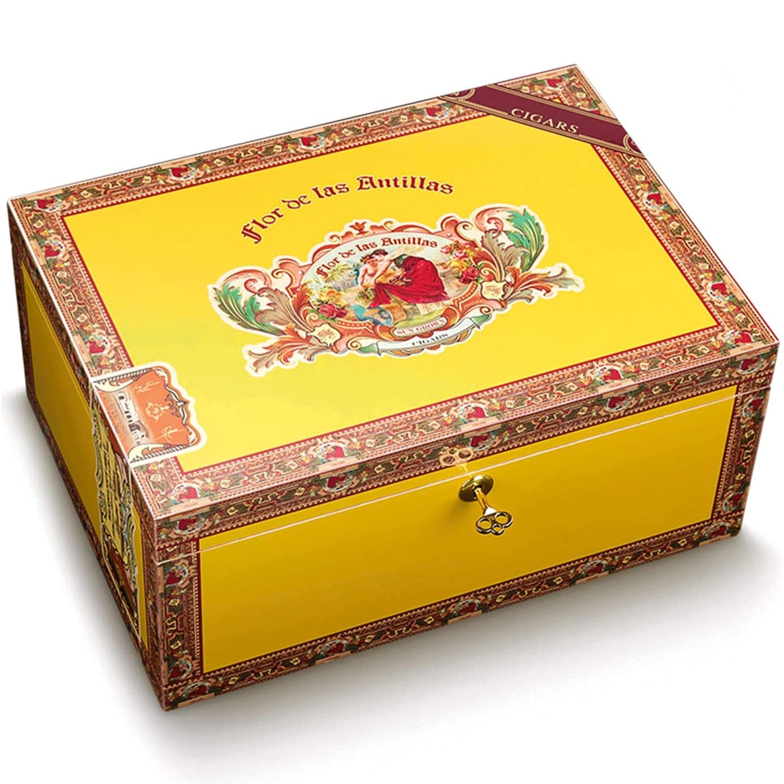 ZUMAHA Humidores Exquisita Caja de cigarros para 75 cigarros, humidificador de cigarros con humidificador de higrómetro, humidificador de diseño de partición Hueca extraíble Personalizado