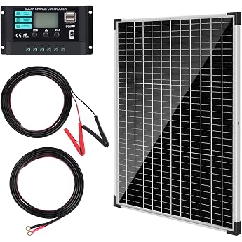 50 W Solar Panel 12 V Kit: DERUXI 50 W 12 V Caravan Solar Panel Kit: Monocrystalline Solar Panel 50 W with 10 A Solar Charge 