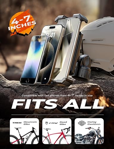 Miniatura 6 de LISEN Soporte para teléfono de bicicleta para iPhone 17, compatible con teléfono grande y sacudidas antinavegación, soporte de teléfono de bicicleta